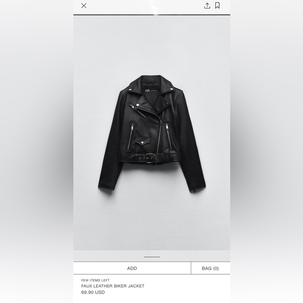 Zara Leather Biker Jacket Black - image 5